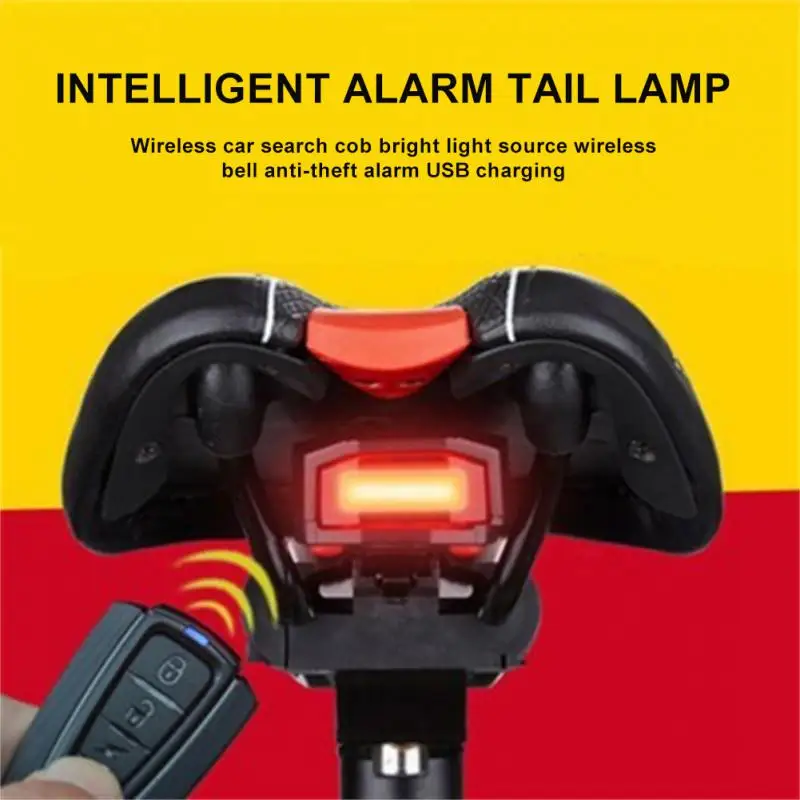 

Bicycle Rear Light + Anti-theft Alarm USB Charge Wireless Remote Control LED Tail Lamp Bike Finder Lantern Horn Siren Warning A6