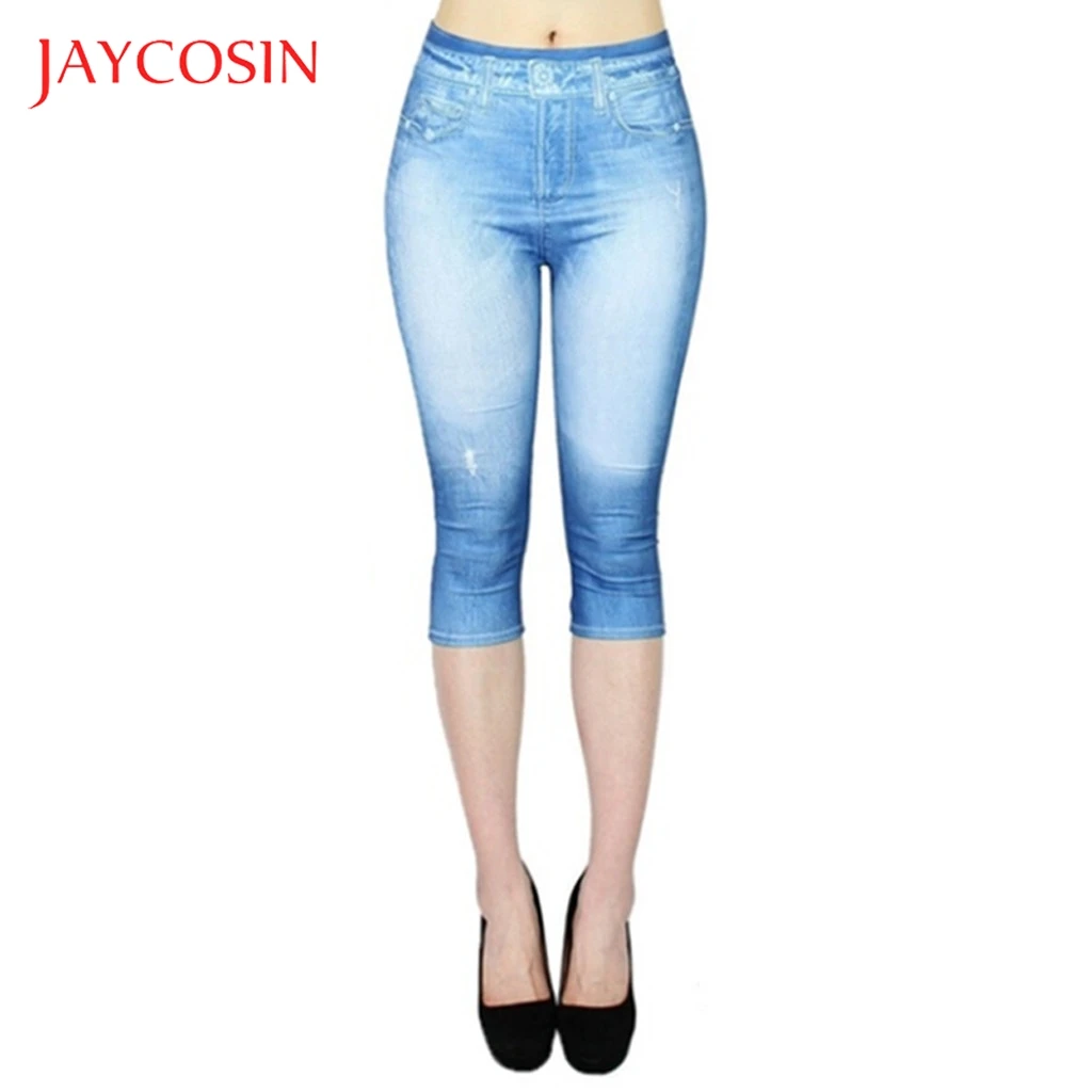 Женские джинсы JAYCOSIN эластичные узкие брюки с высокой талией и принтом