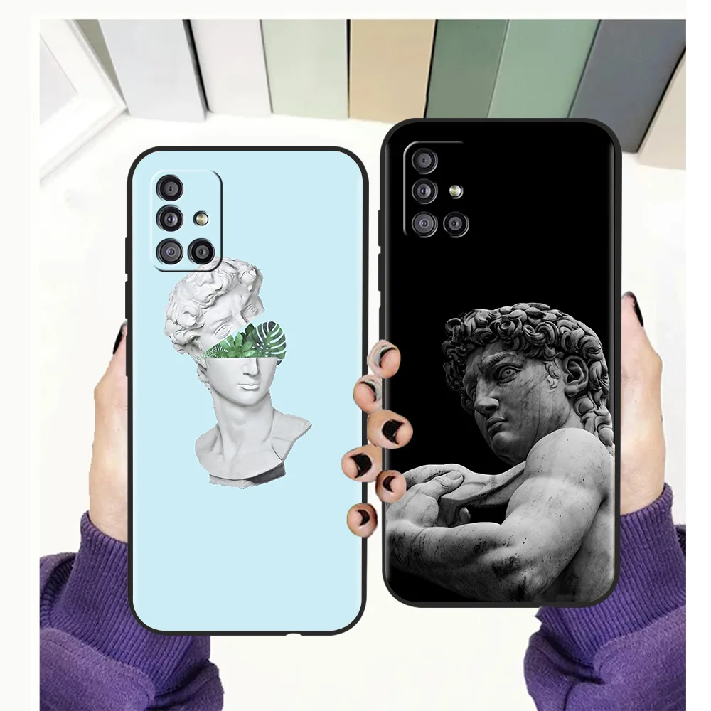 

Cartoon Statue Abstract Art Phone Case for Samsung Galaxy A51 A71 A32 A52 A13 A22 M31 M21 M22 5G 2021 A01 A11 A21S A31 A41 Shell