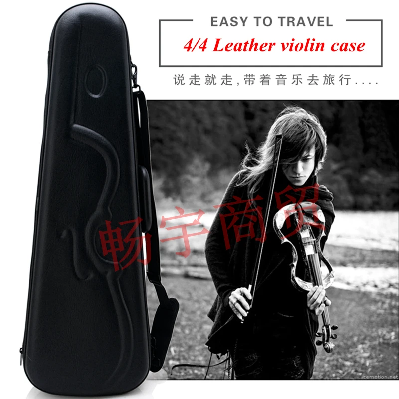 

High quality 4/4 black violin case Leather Fashion style box violin parts violin accessories 006