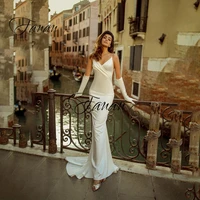 new simple v neck sleeveless wedding dress spaghetti straps backless mermaid bridal gown robe de soir%c3%a9e de mariage %d0%bf%d0%bb%d0%b0%d1%82%d1%8c%d0%b5