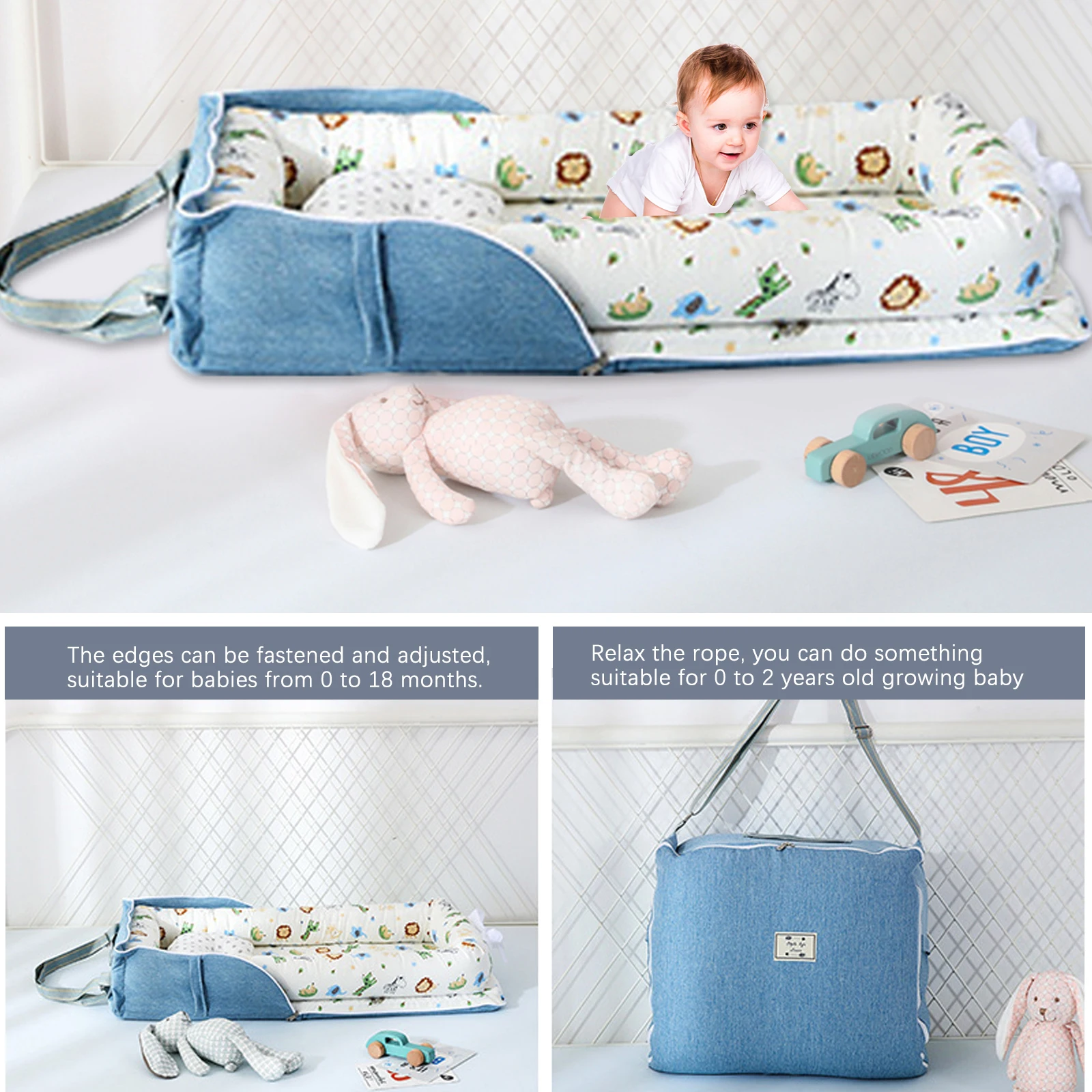 

2021 New Removable Sleeping Nest for Baby Bed Crib with Portable Newborn Baby Nest Bed Detachable Washable Baby Lounger Bedding