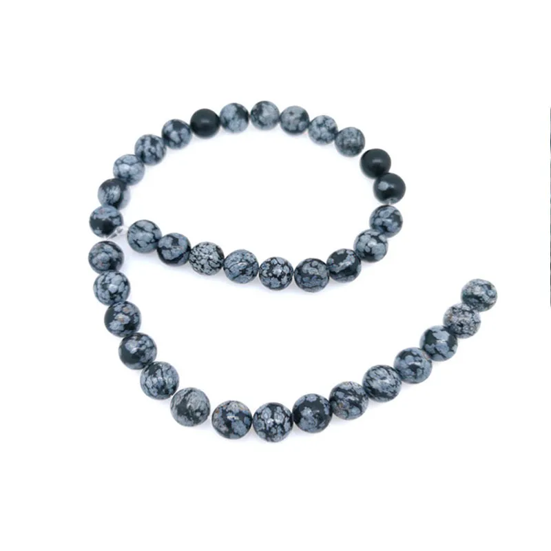 

4-12mm Round Natural Stone Smooth Beads Back And White Spot Jasper Jewelry Making Bracelet Necklace Energy Crystal Yoga Gemstone