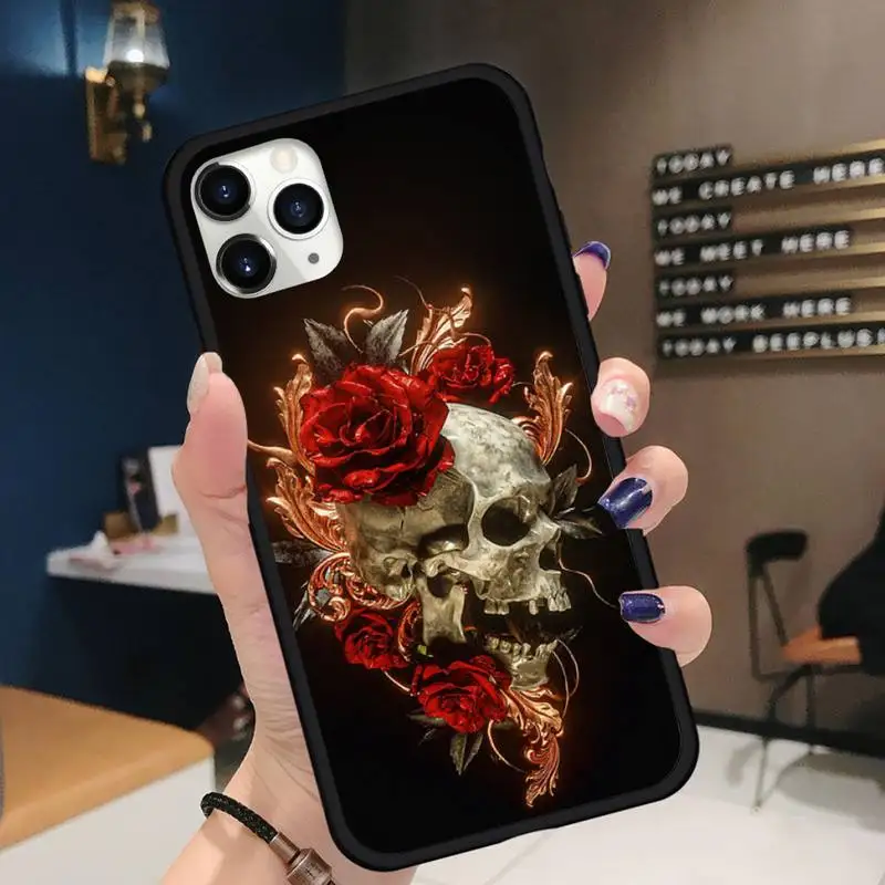 

Dark Wind Metal Skull Phone Case for iPhone 11 12 pro XS MAX 8 7 6 6S Plus X 5S SE 2020 XR Soft silicone shell