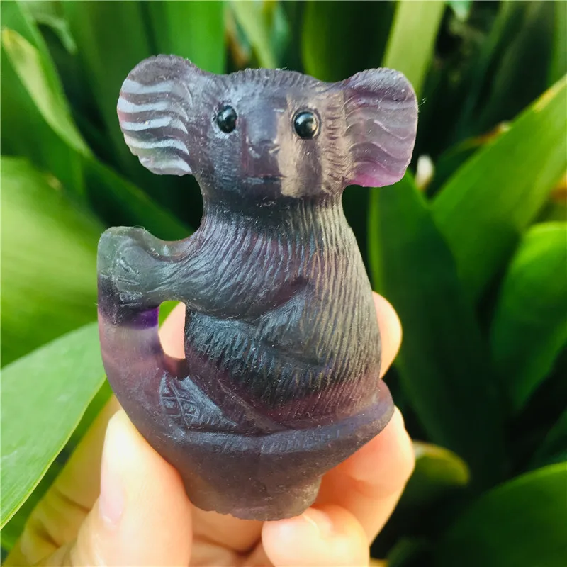 

natural colorful fluorite crystal tree koala bear koala bear hand carved sculpture home decorations festival DIY gift