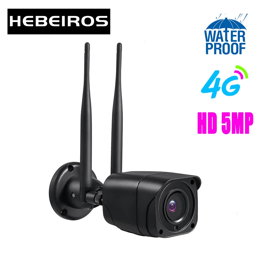 IP камера Hebeiros HD 5 МП GSM 4G SIM карта 1080P беспроводная водонепроницаемая IP67|Камеры