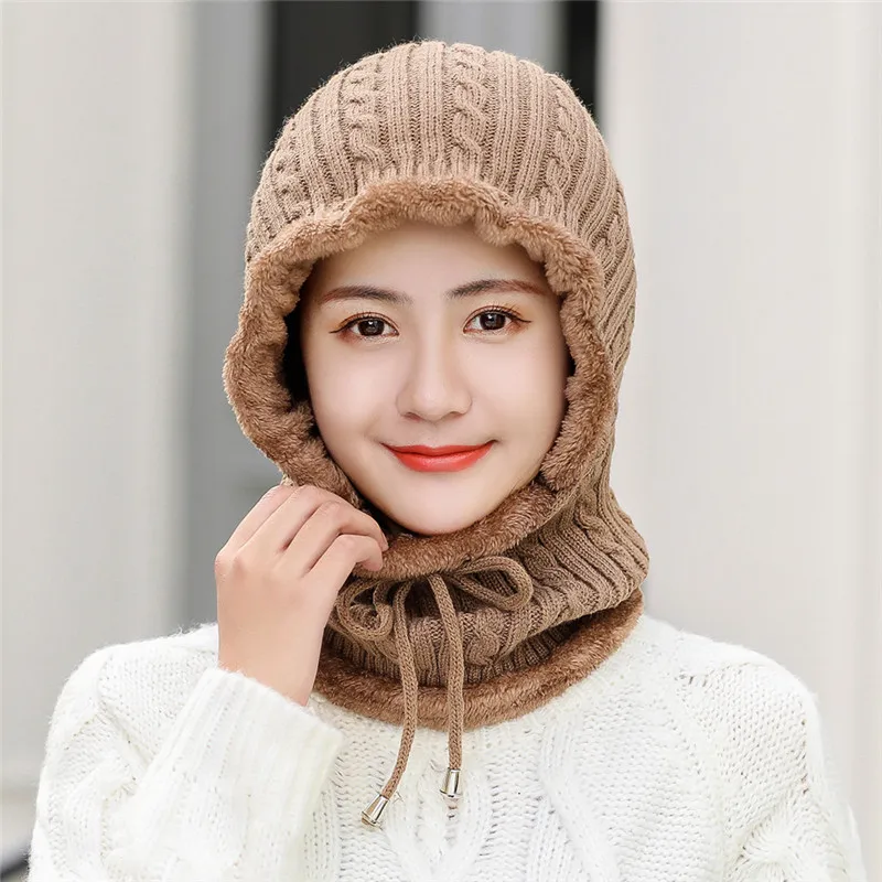 Женская вязаная шапка шапочки с шарфами теплые зимние хлопковые шапки пандой для