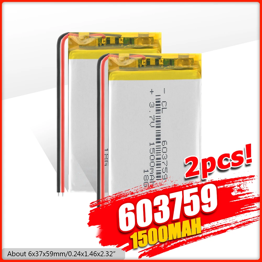 

YCDC 3.7V 603759 1500mAh Li-Po Rechargeable Batteries For GPS PDA Camera PSP Toys Remote Lithium Polymer Battery Replacement