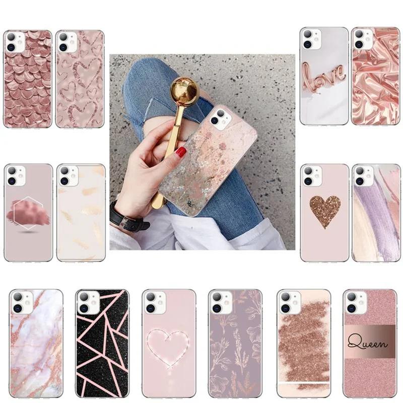 Золотая Роза блеск любви телефон чехол для iphone 11 12 Pro 11Pro Max 8 7 6 6S Plus 5 5S SE XR X XS