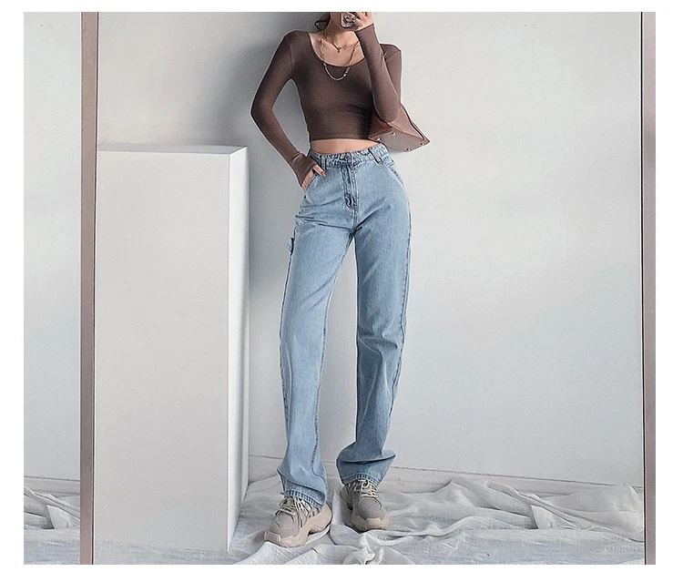 

Jeans Woman High Waist 2020 New Wide Leg Female Pants Straight Loose Black Mom Pants Fashion Baggy Boyfriend Jean Women Trousers