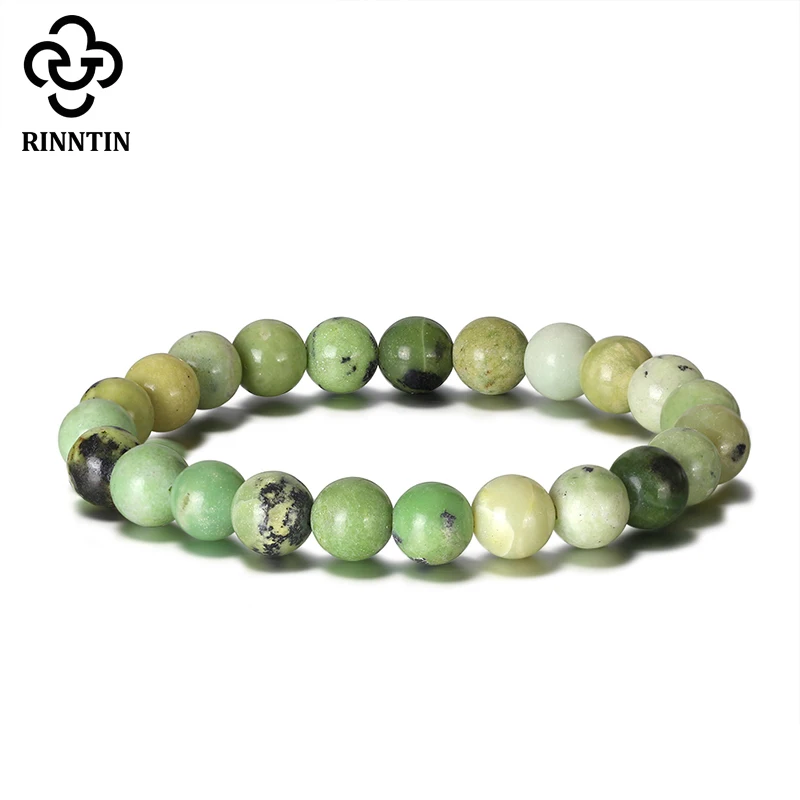 

Rinntin Natural Chrysoprase Stone Beaded Bracelets for Women Men Elastic Rope Reiki Yoga Bracelets Unisex Wrist Jewelry GMB30