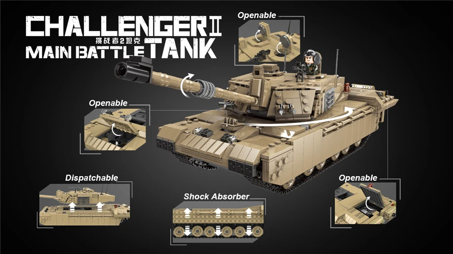 Военная серия XINGBAO 06033 основной боевой танк Challenger II набор строительных блоков
