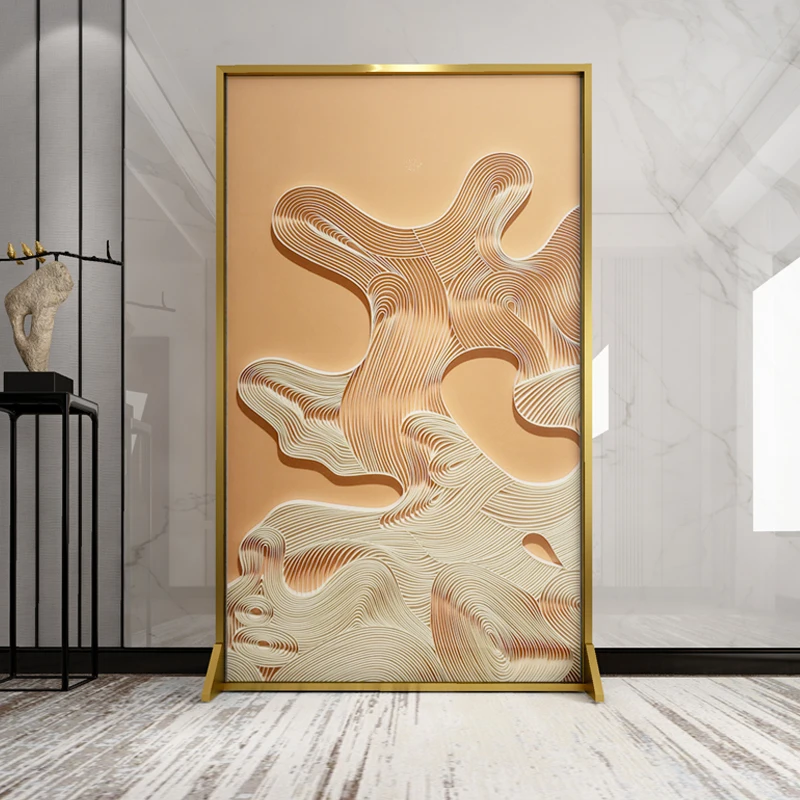 

Simple modern entrance light luxury art screen partition living room dining room mobile metal screen abstract art