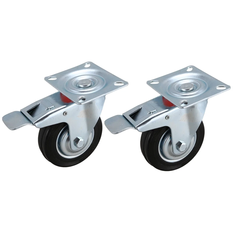 

2Pcs Furniture Casters Wheels Rubber Swivel Caster Roller Wheel For Platform Trolley Chair Household Accessori