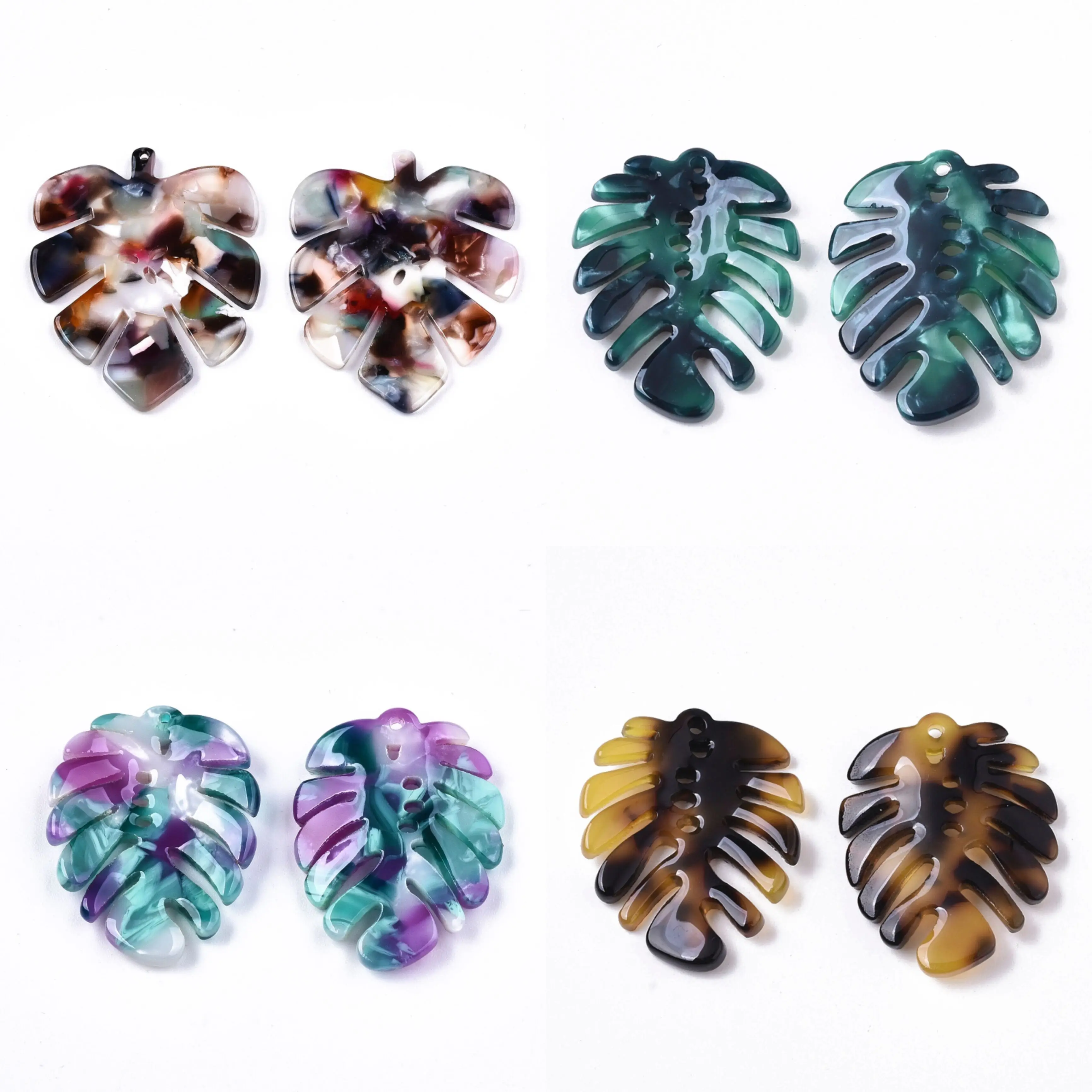 

10pcs Cellulose Acetate Resin Charms Monstera Leaf Dangle Earring Charm Pendants for DIY Jewelry Necklace Making Supply Colorful