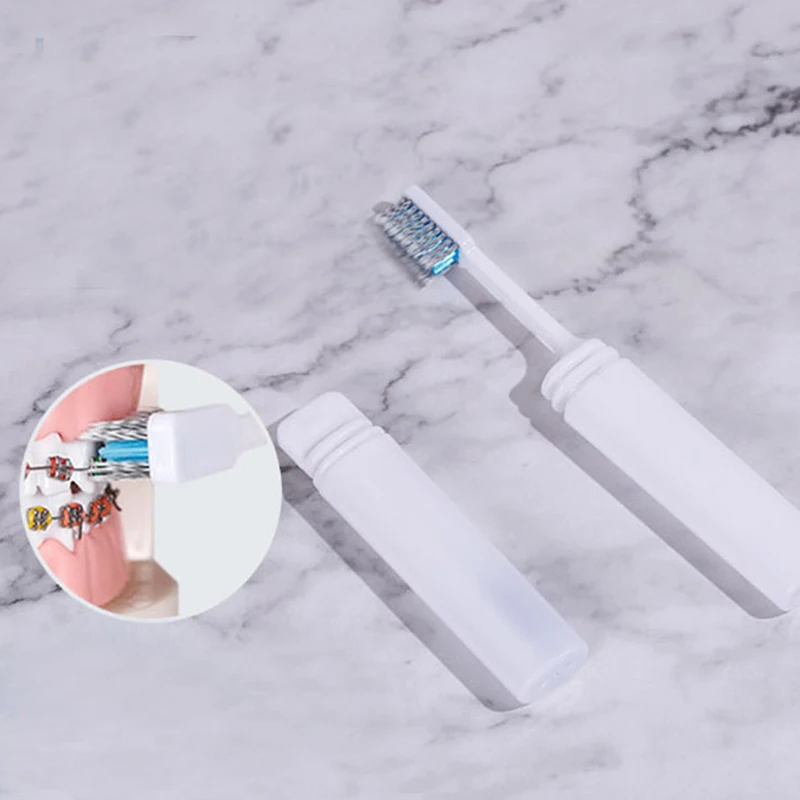 1 шт. портативная компактная складная зубная щетка с бамбуковым углем для