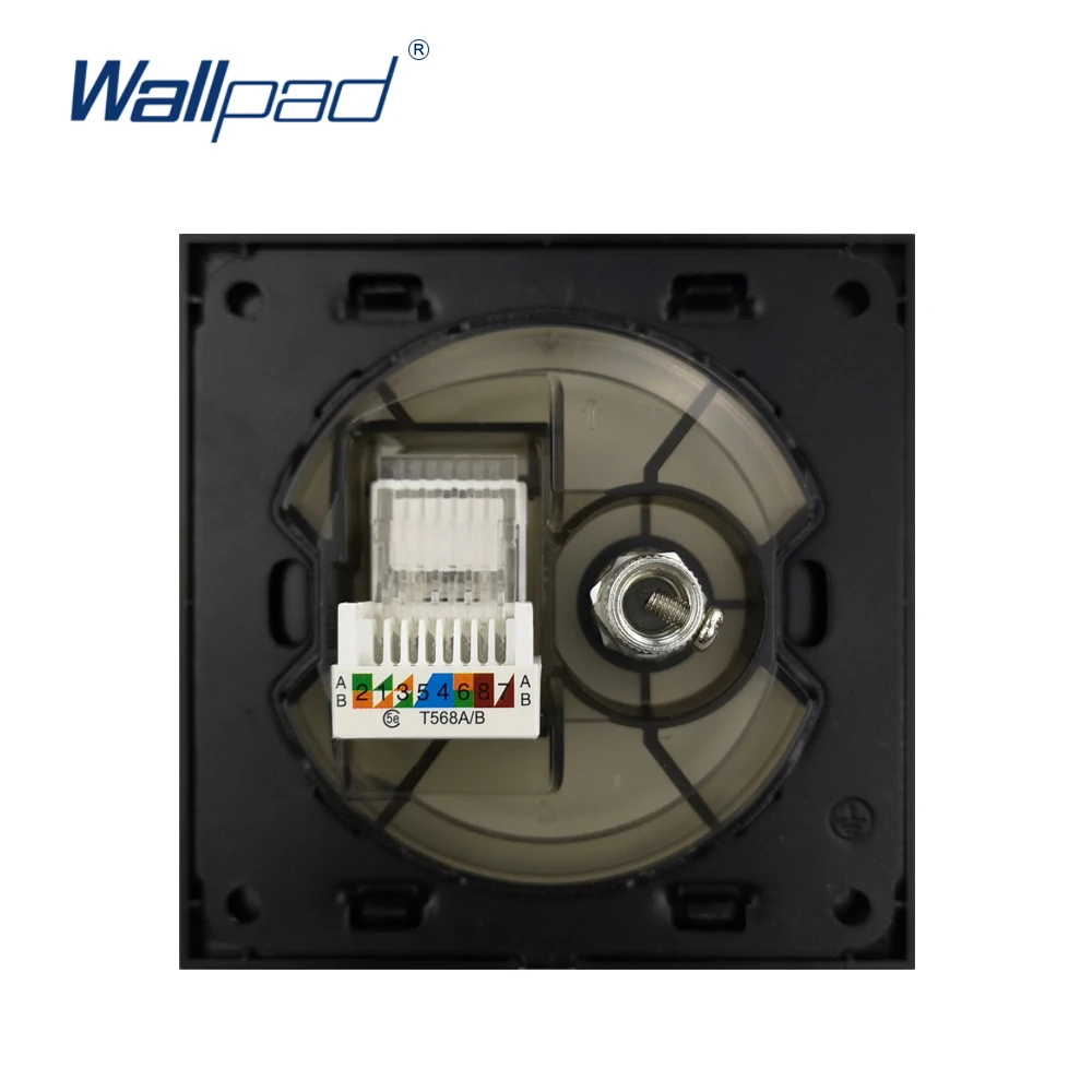 Wallpad Новое поступление TV + DATA Ethernet RJ45 CAT6 розетка Золотая кристальная стеклянная