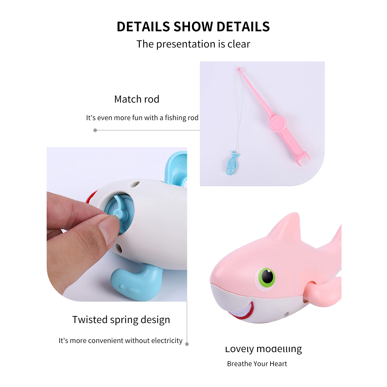 

Plastic Clockwork Winding Small Shark Hand-Eye Coordination Package Shark Parent-Child Interactive Game Magnetic Fishing Toy