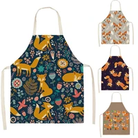 fox aprons unisex dinner party linen nordic cooking bib funny pinafore cleaning aprons home accessory