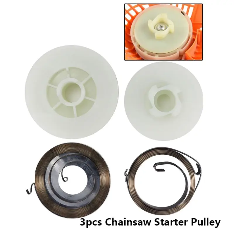 

87HB 3pcs Electric Chainsaw Easy Starter Pulley with 2 Springs Fit Chainsaw 4500 5200 5800 45cc 52cc 58cc Chainsaw Spare Part