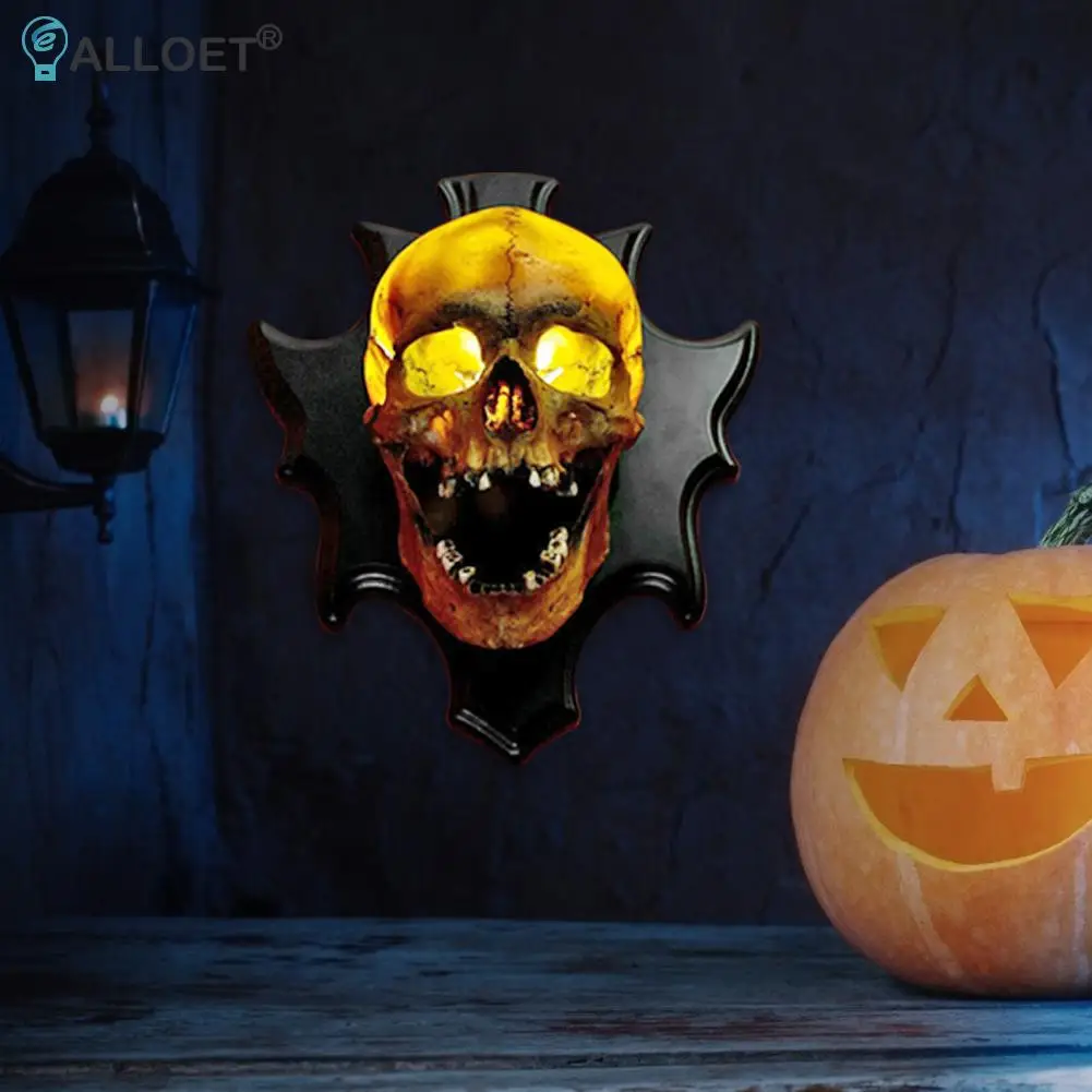 

2Pcs Resin Skull Head Luminous Light Lantern Halloween Celebration Layout Gadget Set Outdoor Decoration Supplies