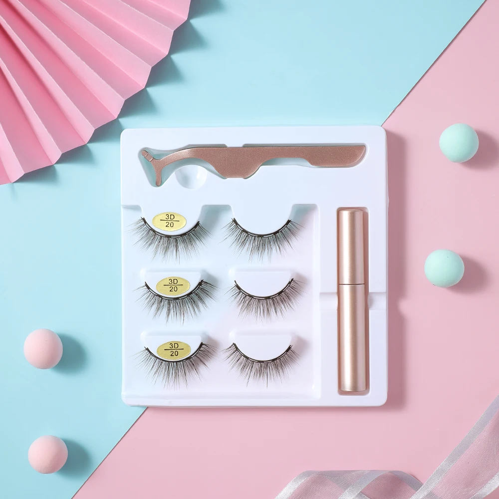 Прямая поставка 3 пары натуральных накладных ресниц Магнитная подводка для глаз