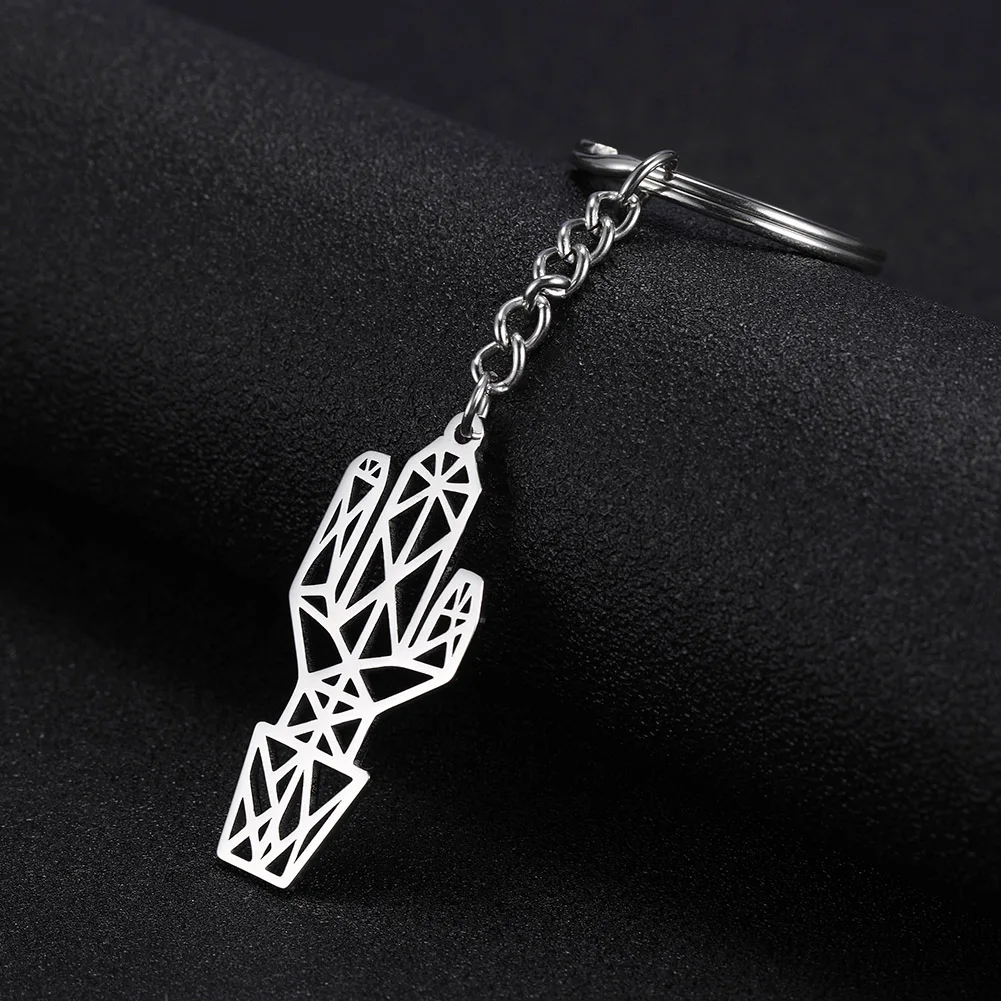 Teamer Cactus Pendant Key Chains Stainless Steel Waist Hanging Plant Charms Keyrings Ring Holder Gift for Men Women | Украшения и