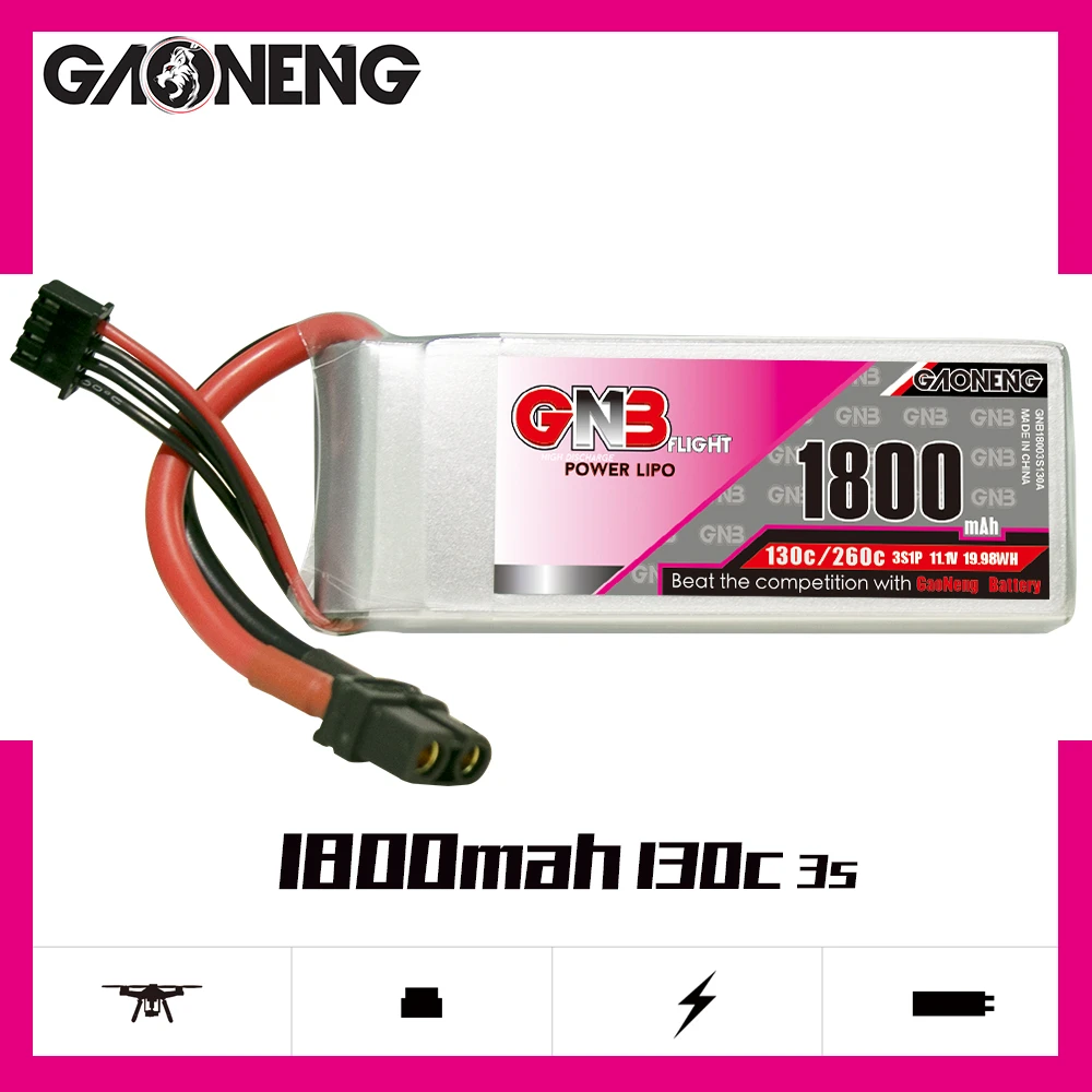 Аккумулятор Gaoneng GNB 1800 мАч 3S1P 11 1 В 130C/260C Lipo с разъемом XT60 для вертолета самолета RC FPV