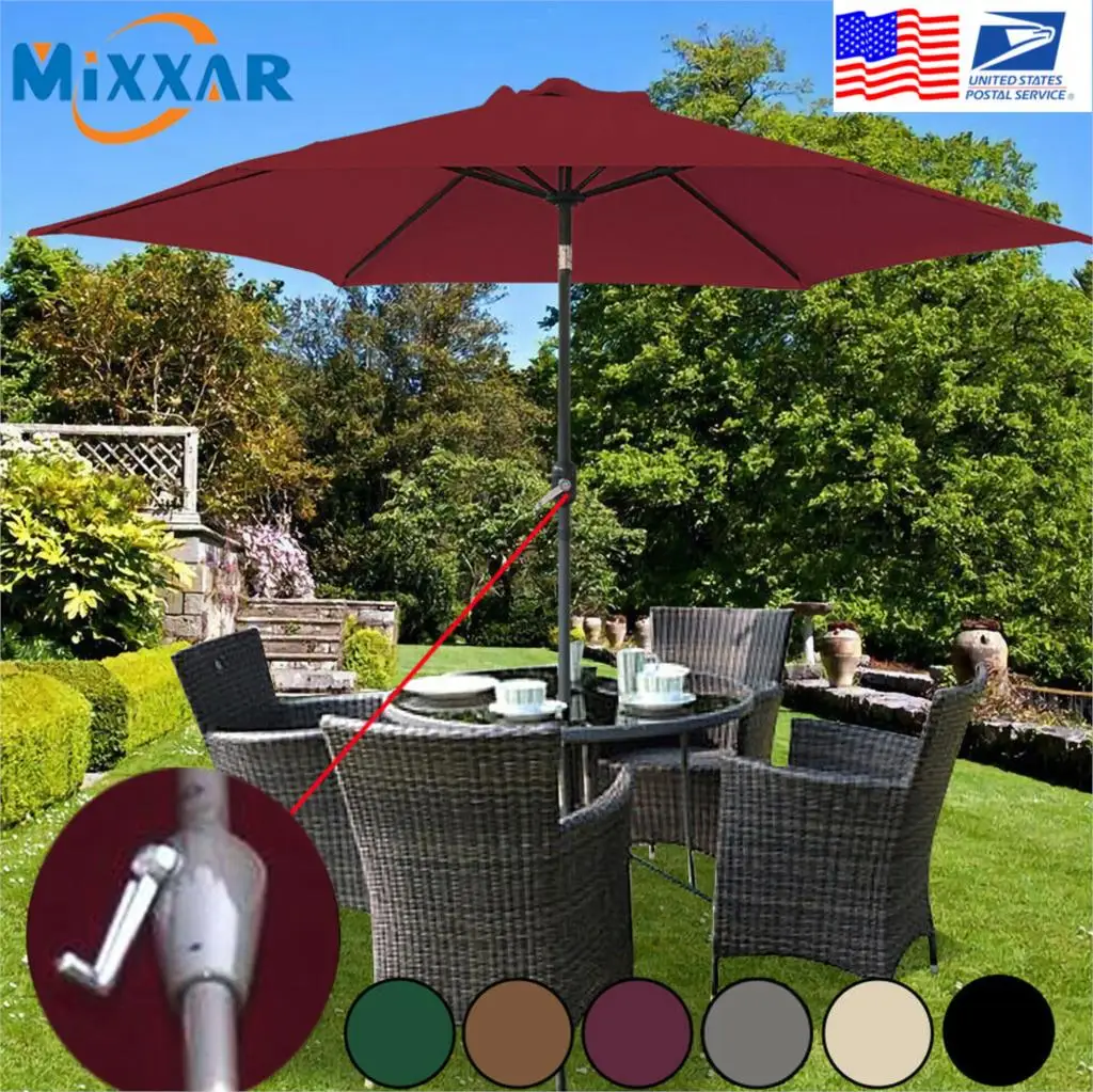 

ZK20 Full Iron 2.7M Round Garden Parasol Big Sun Shade Outdoor Patio Umbrella Courtyard Beach Hand Umbrella Dropshipping