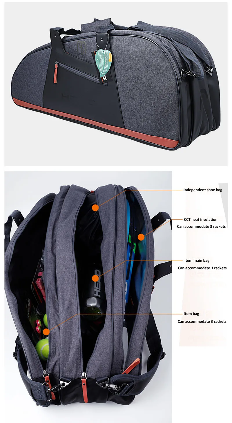 Tennis Squash Rackets Bag Head New Women Sharapova Same Type Shoulder Bags 6-9 Rackets Durable High Quality Handbag Storage Bag