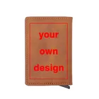 Классический кошелек для карт с Rfid-защитой для мужчин и женщин, тонкий кожаный мини-кошелек с фото под заказ, с логотипом бренда, с рисунком, сделай сам