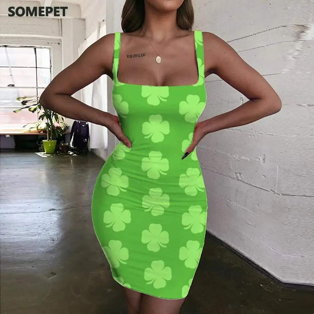 Женский зеленый сарафан с лямкой на шее без рукавов