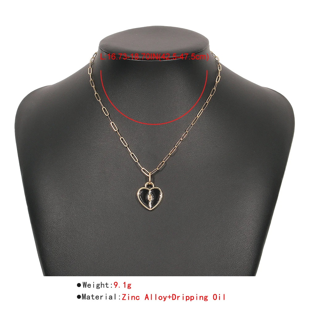 

Lalynnly Simple Fashion Heart Dripping Oil Pendants Necklace Designer For Women Female Neck Jewelry Accessories Girls Gift N8719