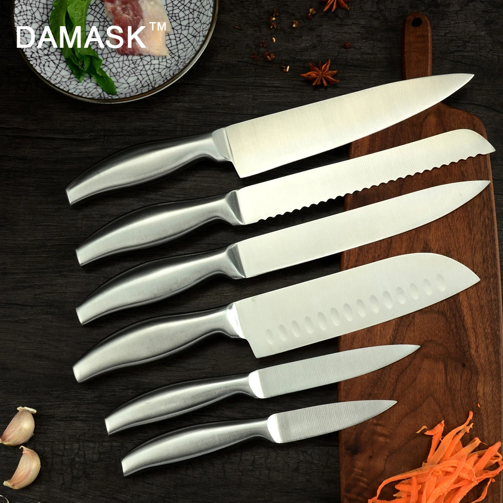 DAMASK набор кухонных ножей из нержавеющей стали японский нож Santoku для нарезки хлеба