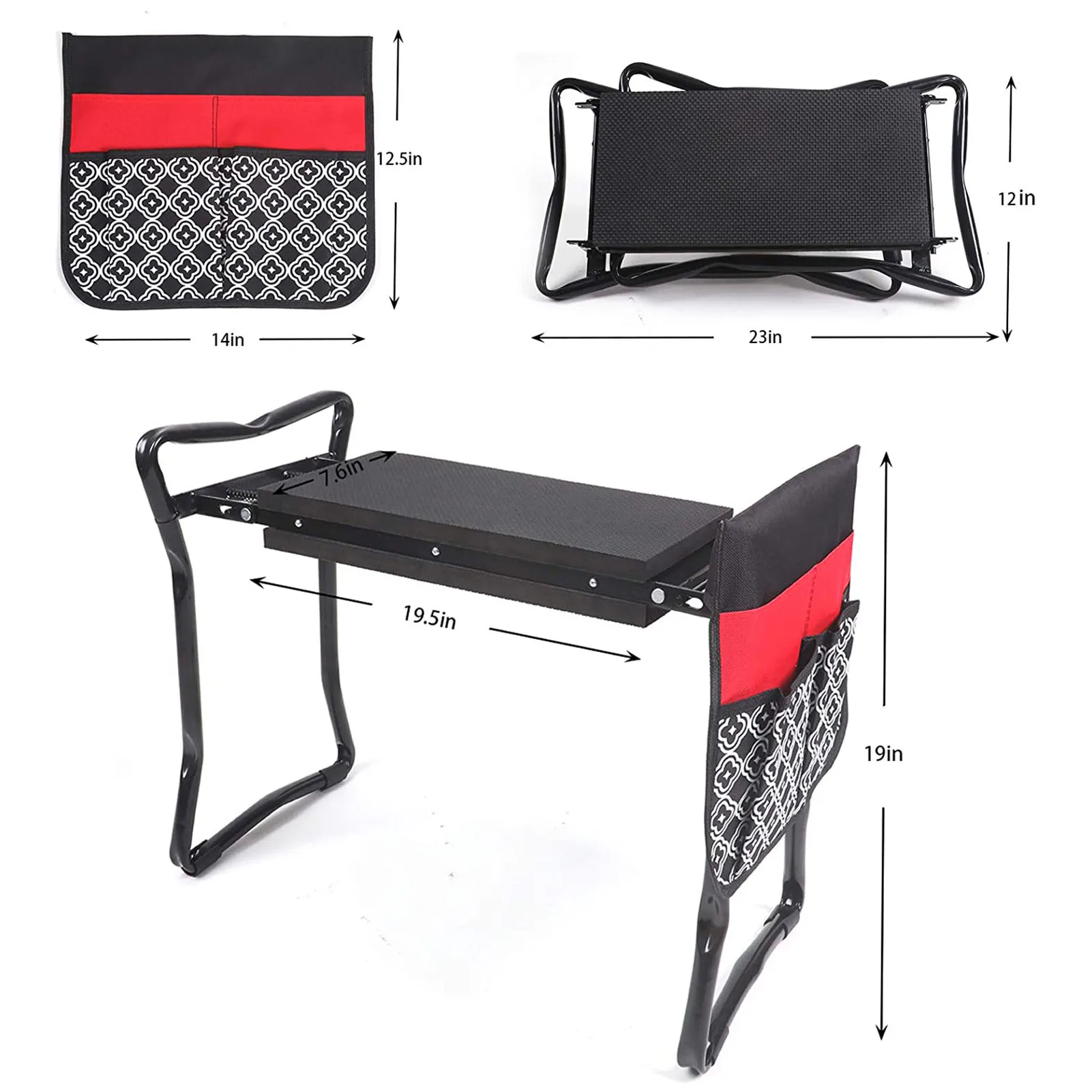 

Newly 2 Pcs Tool Side Bag Pockets Pouch For Garden Bench Garden Kneeler Stools Gardening Folding Stainless Steel Garden Stool