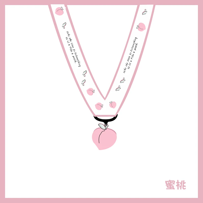 Honey peach Телефон ремешки для ключей с милым фруктовым рисунком нагрудные опознавательные Значки для идентификации владельцев телефона бретелей через шею с кольцом для ключей для huawei для xiaomi ключей ID карты - Цвет: Honey peach