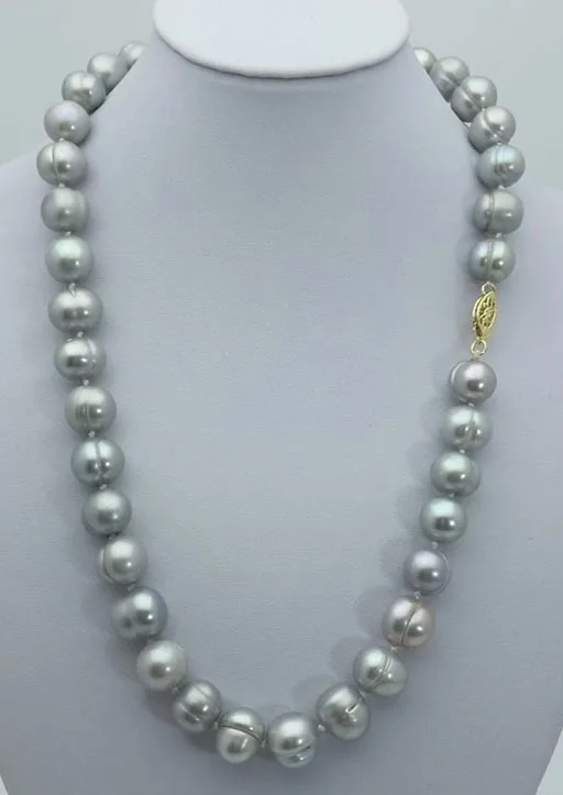 

HABITOO 11-12mm Natural Grey Baroque Thread Pearl Necklace 18 Inchs 14K Jewelry for Women 2021 Gift New Fashion