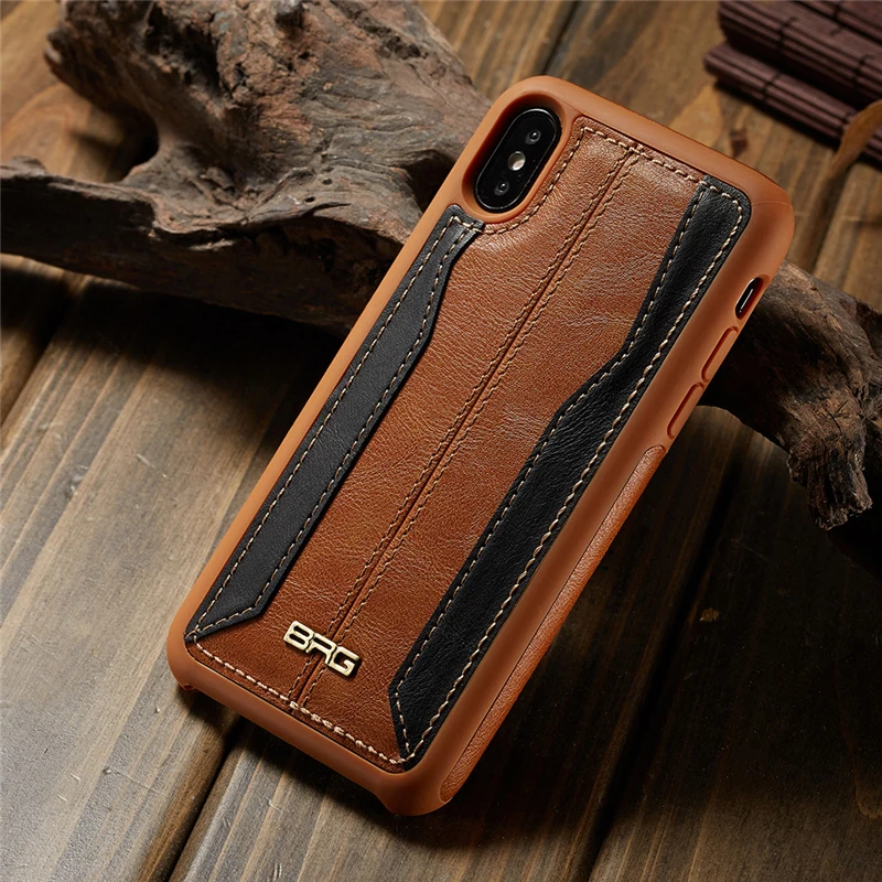 Luxury BRG Stripes Pu Leather Case Matte Cover For iPhone X Xs Max 5 5s se 6s 6 7 8 Plus Coque Ultra Thin |