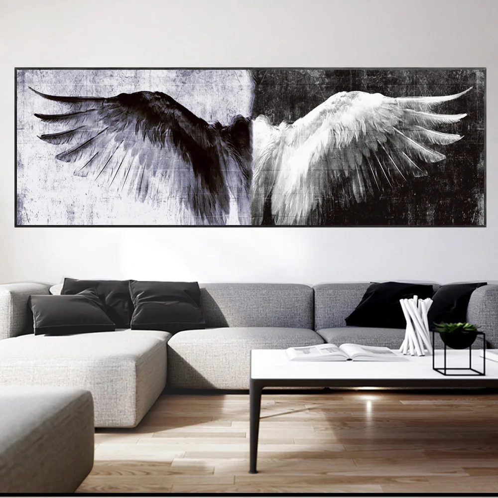 

Black And White Retro Wings Home Decor Canvas Painting Poster And Print Vintage Angel Picture For Bedroom Living Room Decoration