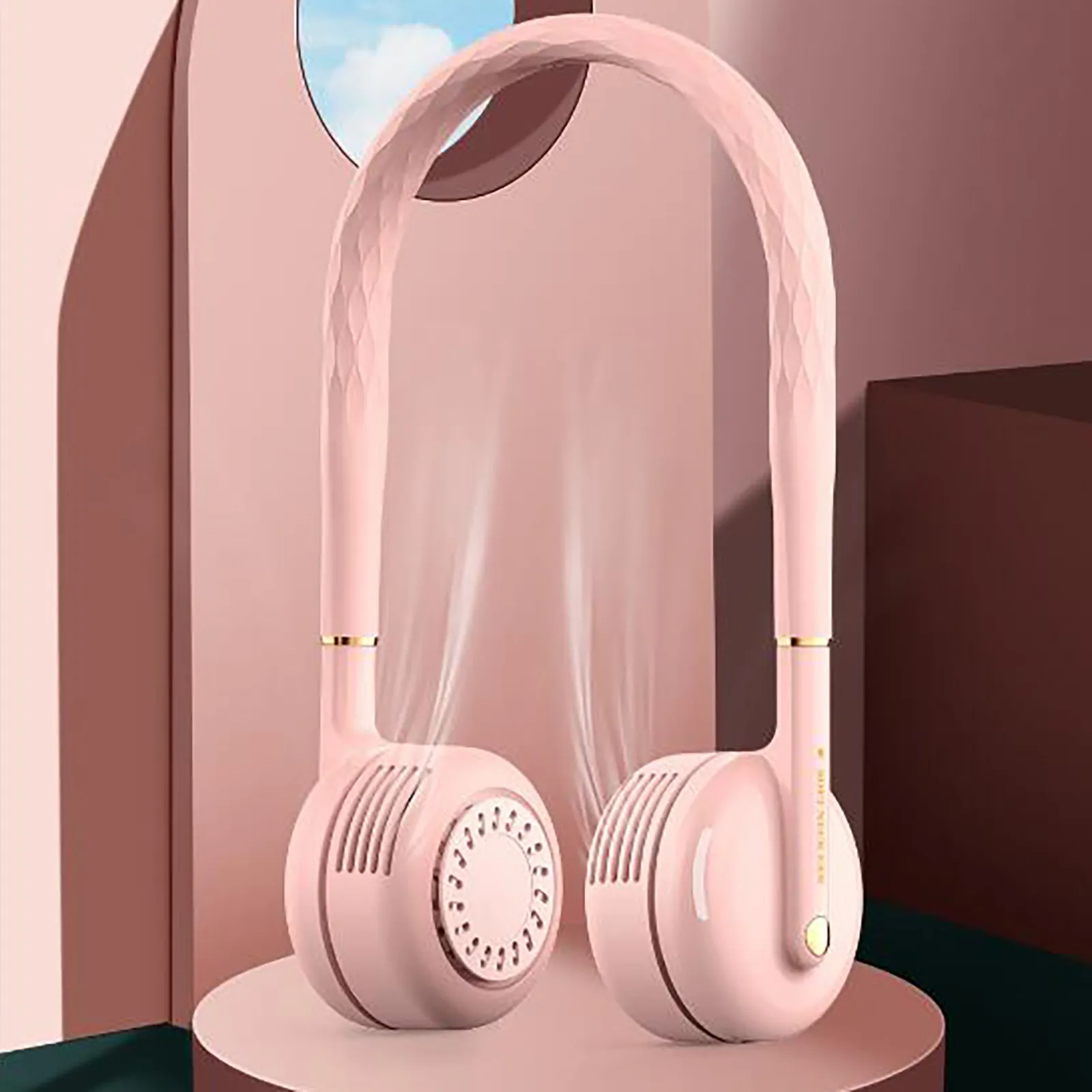 

Rechargeable Hanging Neck Fan Portable USB Neck band Lazy Neck Hanging Dual Cooling Fan Sports Outdoor Electric Fan Home Office3