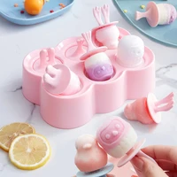 new six grid creative silicone popsicle mold cute cartoon animal shape ice lolly moulds diy popsicle molds ice cream tools