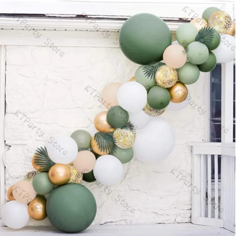 56 шт. шалфатный зеленый кремовый персиковый фотоарка свадебное украшение Хром