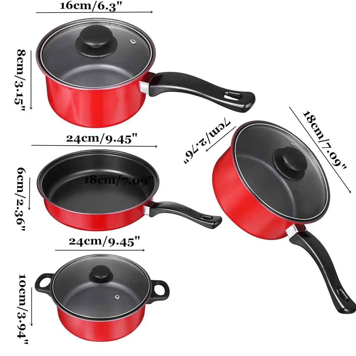 

7Pcs/Set Casserole Cooking Pot Pan Kitchen Cookware With Glass-Cover Iron-Pot Non-Stick-Pan Kitchen Frying Pan Cookware-Set