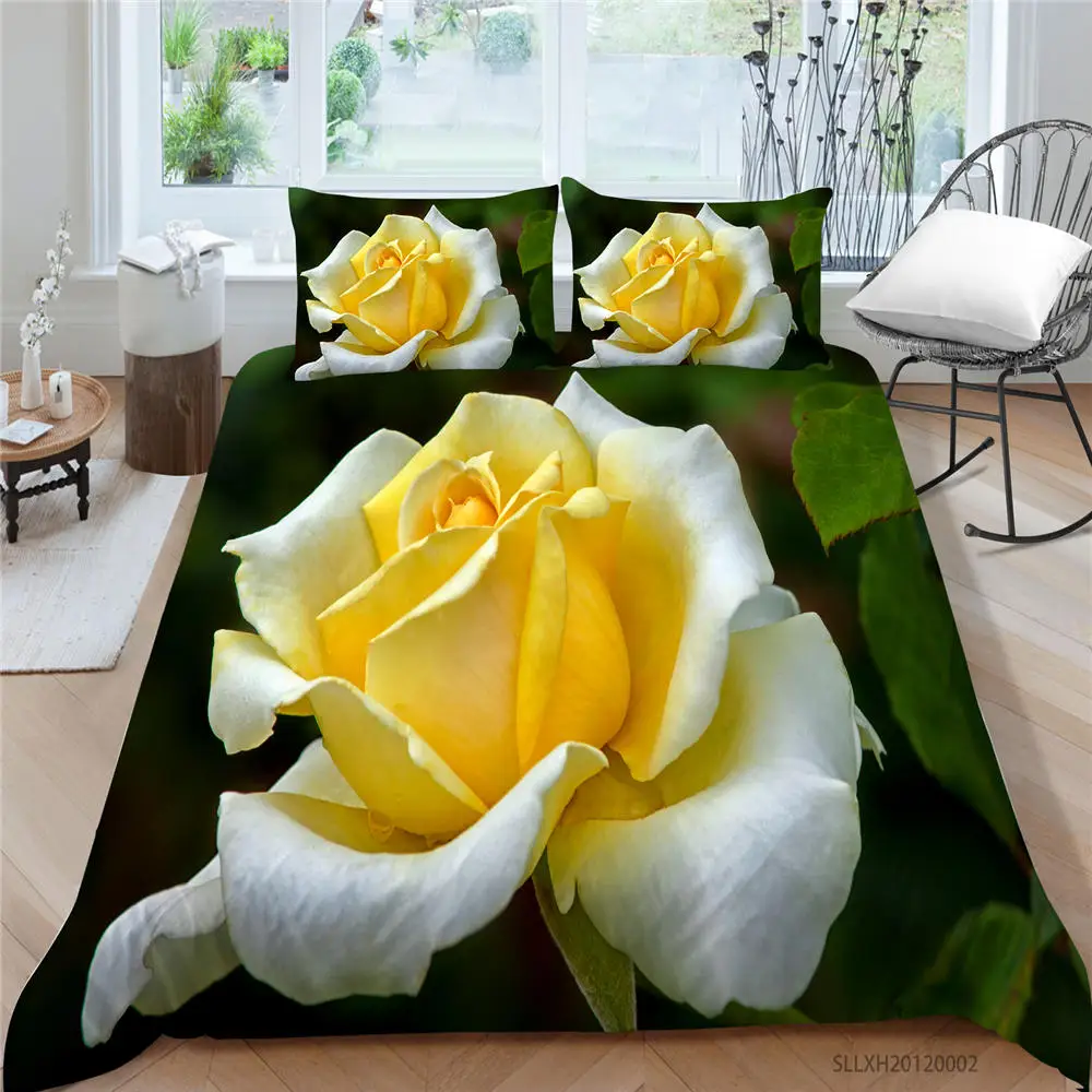 

Red Rose Bedding Set King Size Beautiful Elegant 3D Duvet Cover Set Queen Twin Full Single Double Romantic Bed Set For Girls