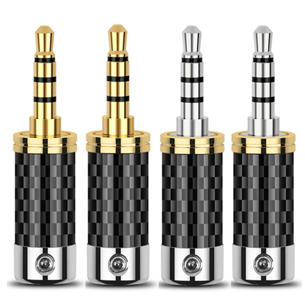 

3.5mm 4 Pole Earphone Jack Plug Carbon Fiber Gold/Rhodium Plating Headphone Wire Connectors 3.5 Male Plugs Audio Headset Adapter