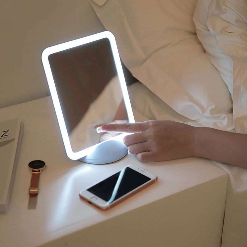 

Portable LED Light Makeup Mirror Vanity Lights Make Up Pocket Mirrors Handheld LED Makeup Lamp Cosmetic Mirrors Nice Gift espejo