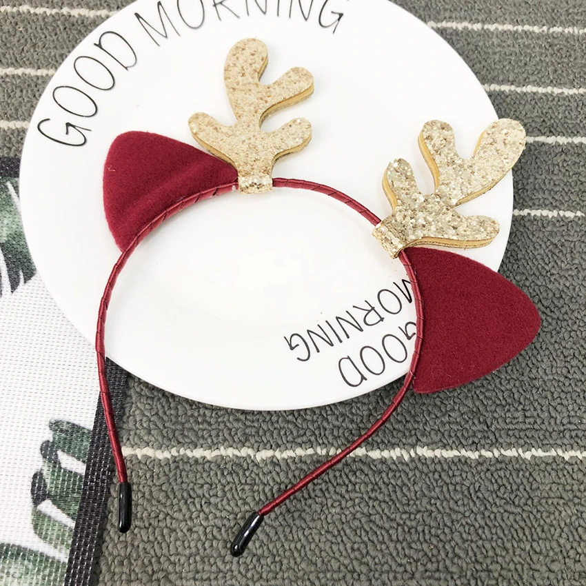 Милый Рождественский головной убор с кошачьими ушками оленей костюм для