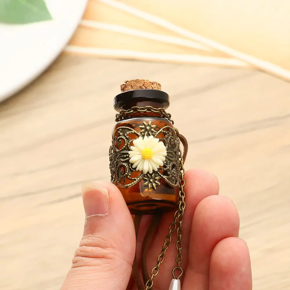Ожерелье в стиле ретро с пробковой бутылочкой для желаний резной цветок Бабочка