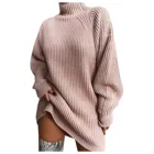 Женский свитер с высоким воротником и длинным рукавом, зимнее свободное платье-свитер с высокой талией, теплый пуловер, Женская туника, джемпер, зимняя одежда