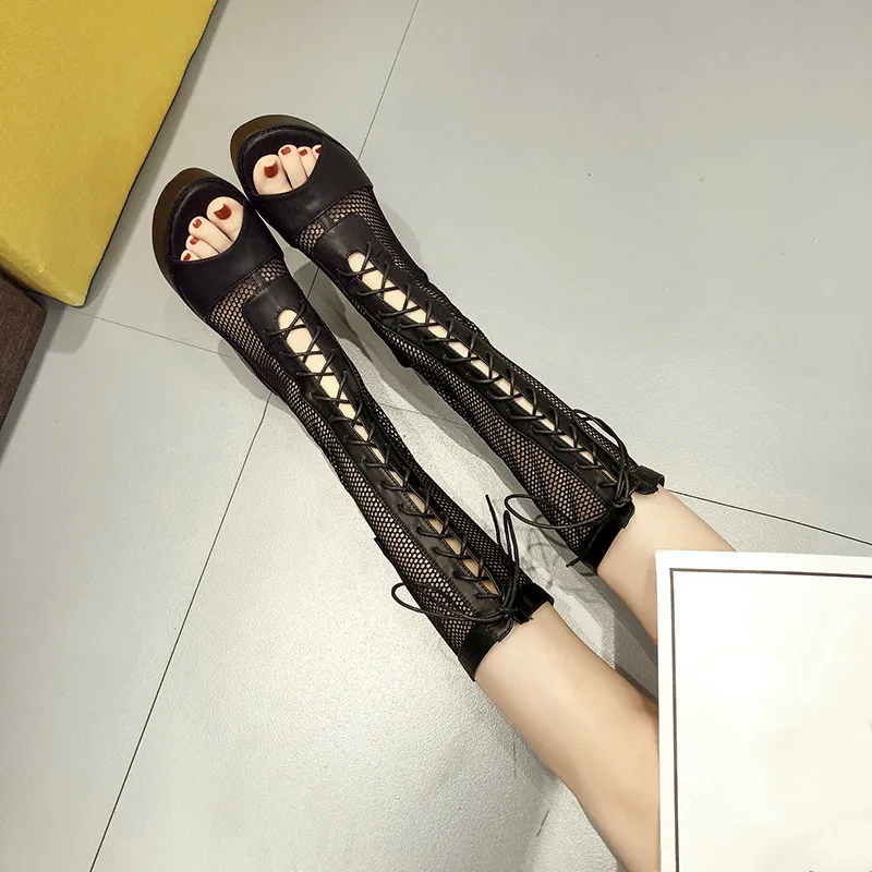 Женские ботинки на платформе YMECHIC черные сандалии-гладиаторы в стиле панк с